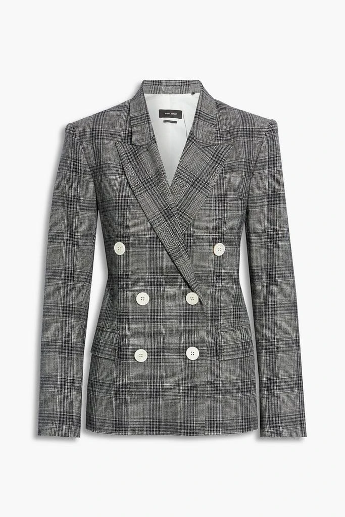 商品Isabel Marant|Double-breasted Prince of Wales checked cotton-blend tweed blazer,价格¥3629,第3张图片详细描述