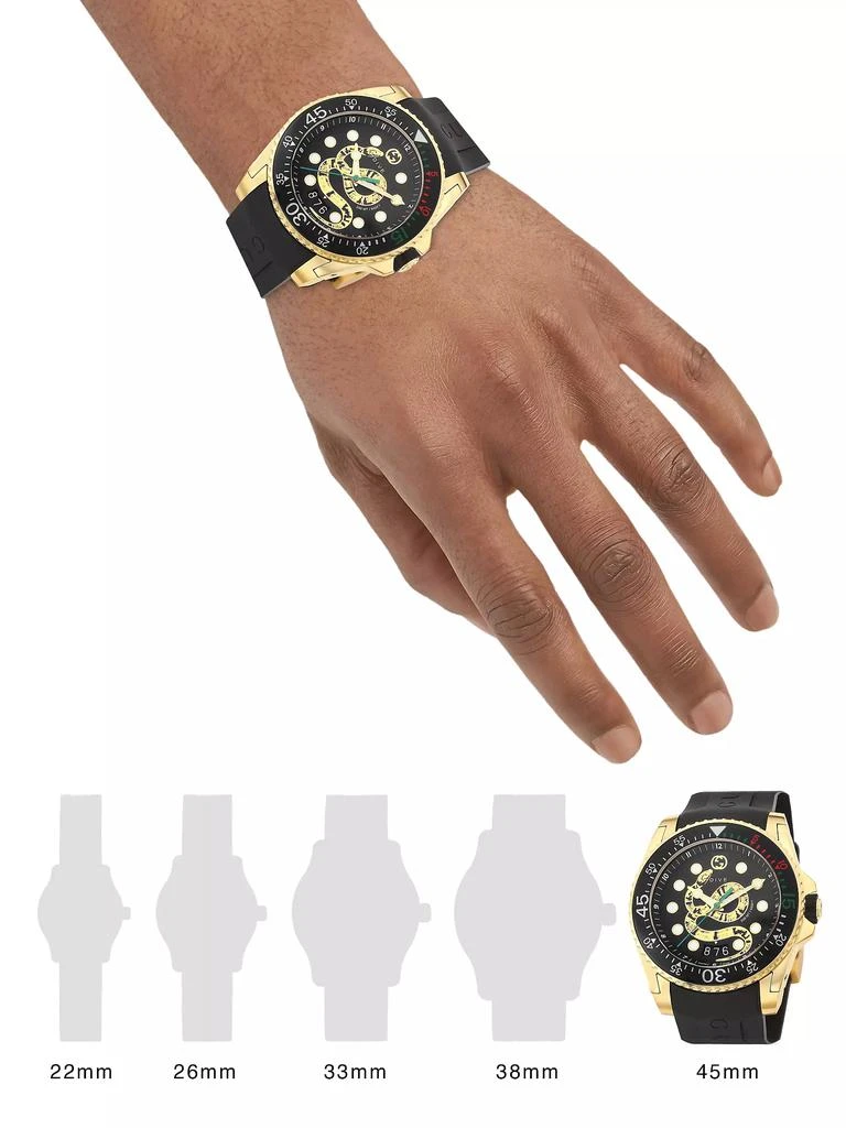 商品Gucci|Gucci Dive 45MM Gold PVD King Snake Dial with Rubber Strap,价格¥13957,第2张图片详细描述