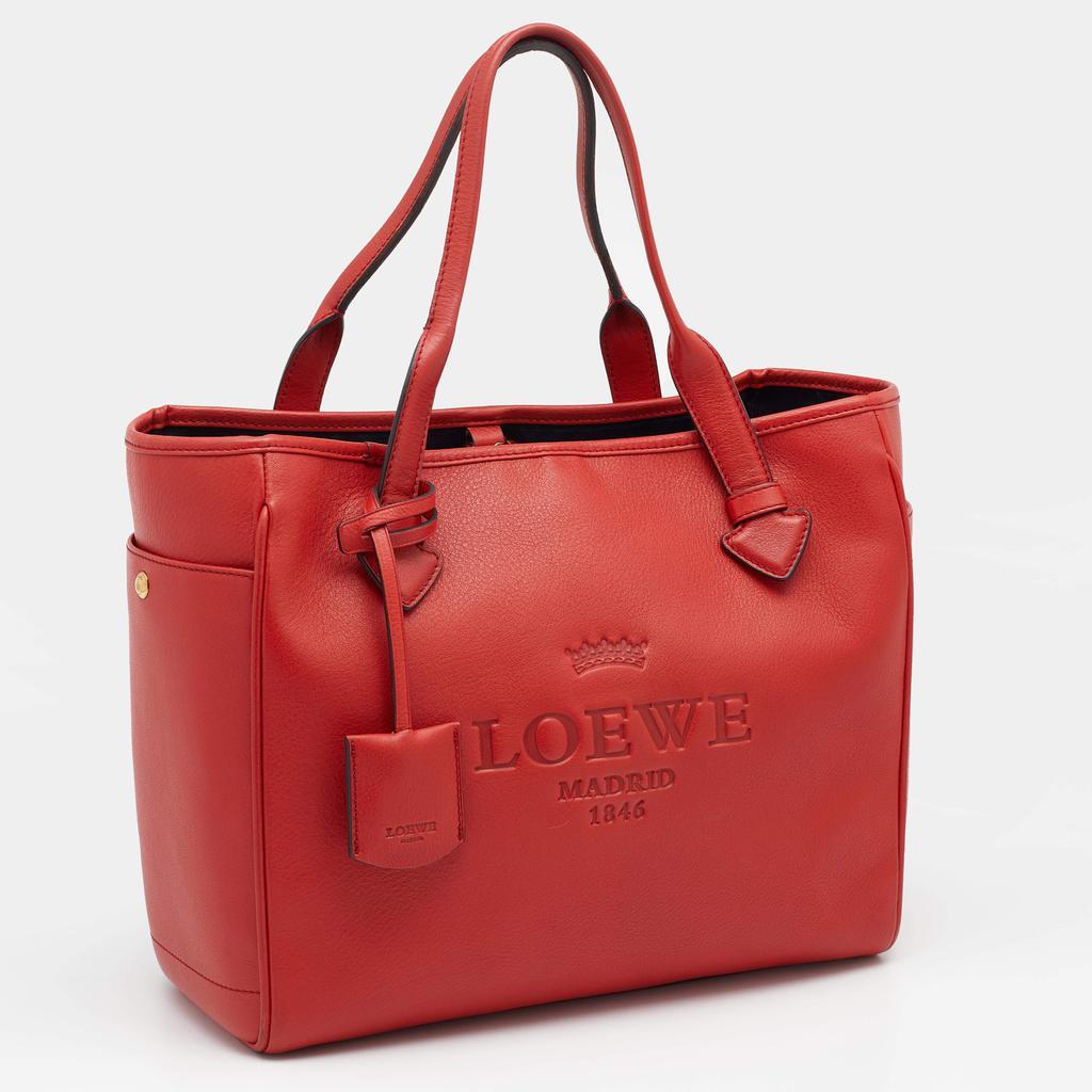 商品[二手商品] Loewe|Loewe Red Leather Heritage Tote,价格¥3897,第5张图片详细描述