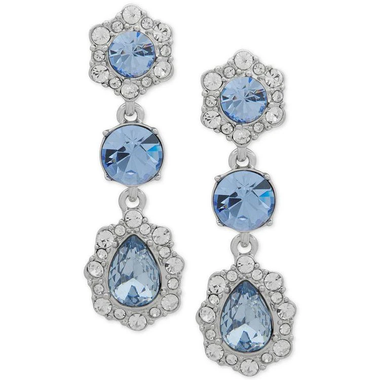 商品Givenchy|Silver-Tone Clear & Blue Crystal Triple-Drop Earrings,价格¥215,第1张图片