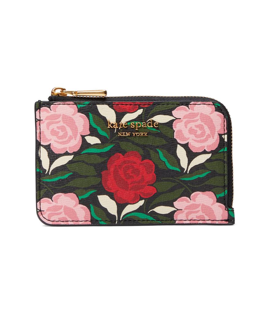 Morgan Rose Garden Printed Saffiano Leather Zip Card Holder商品第1张图片规格展示