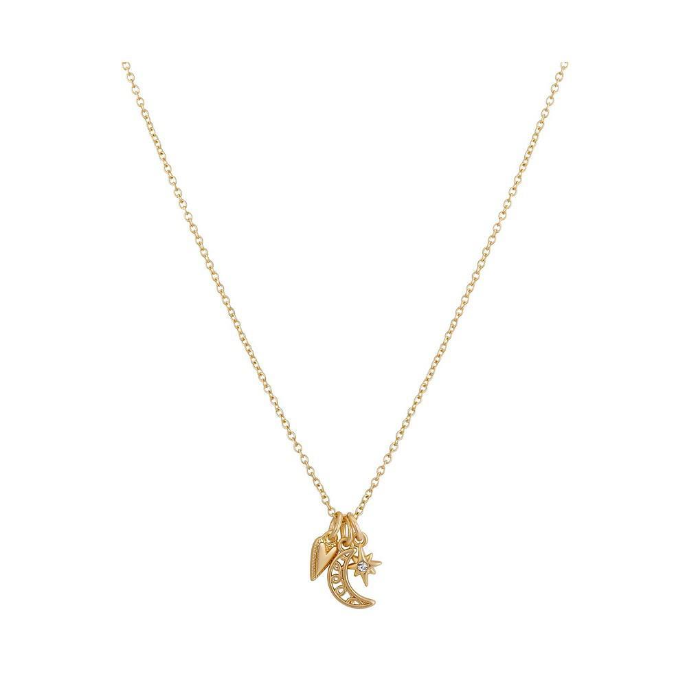 商品Unwritten|14K Gold Flash-Plated Genuine Crystal Star, Heart, and Moon Charm Pendant Necklace,价格¥162,第1张图片