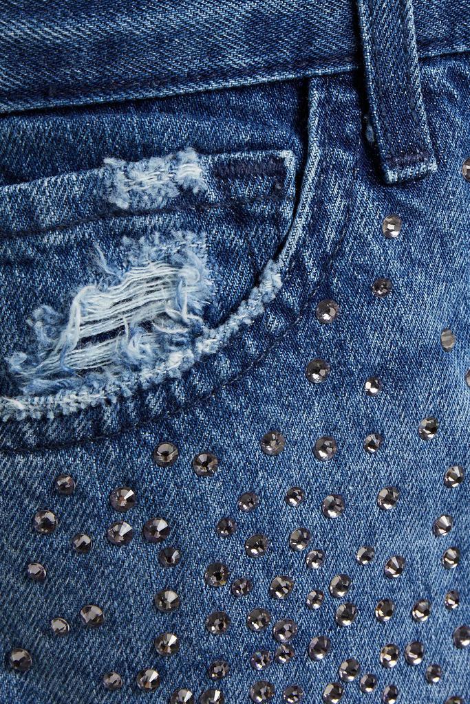 Jules crystal-embellished distressed high-rise straight-leg jeans商品第2张图片规格展示