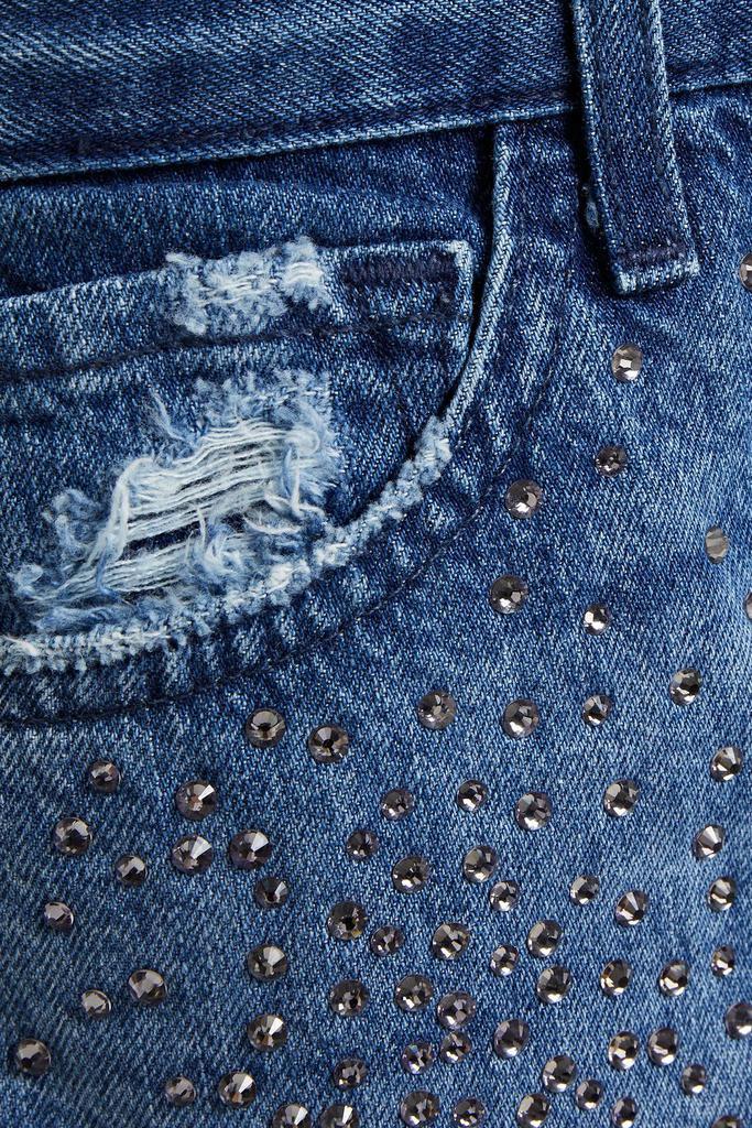 商品J Brand|Jules crystal-embellished distressed high-rise straight-leg jeans,价格¥647,第4张图片详细描述