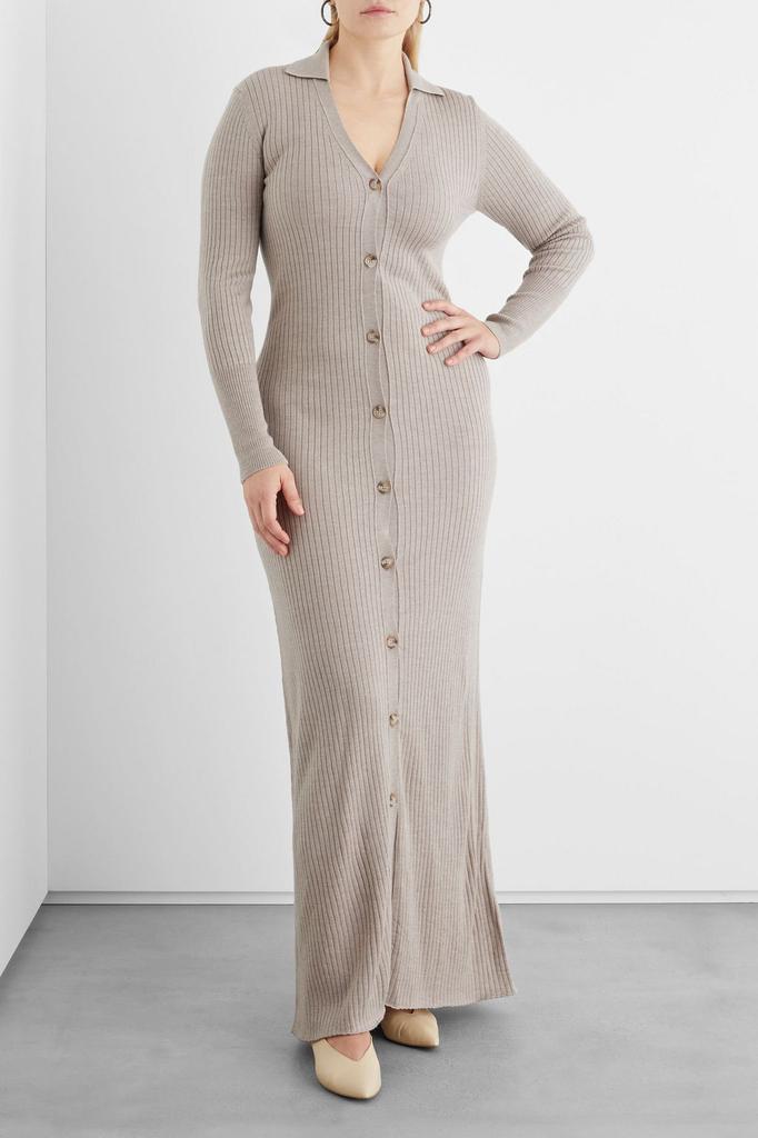 Meline ribbed merino wool maxi dress商品第4张图片规格展示