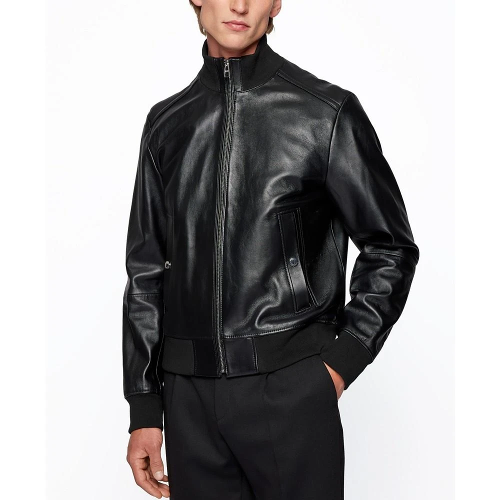 商品Hugo Boss|BOSS Men's Bomber-Style Leather Jacket,价格¥3289,第1张图片