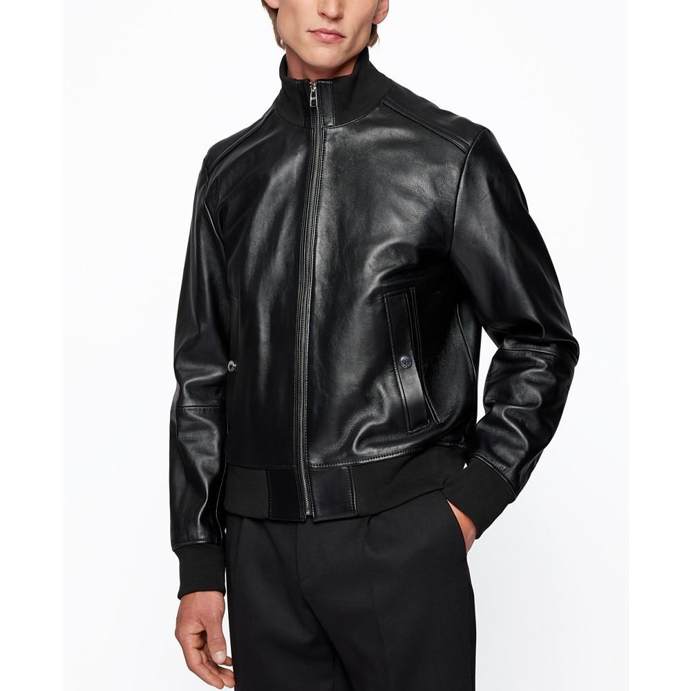 商品Hugo Boss|BOSS Men's Bomber-Style Leather Jacket,价格¥3220,第1张图片