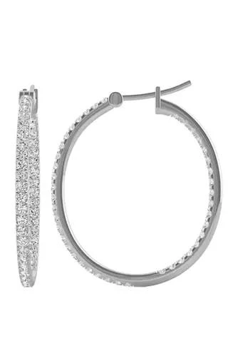 商品Charles & Colvard|Colvard  1.09 Ct. T.w. Moissanite Hoop Earrings In 14K White Gold,价格¥9400,第1张图片