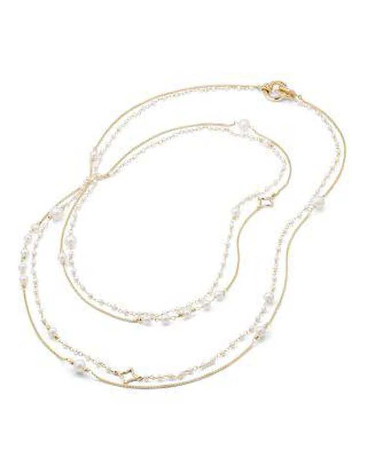 商品David Yurman|Oceanica Two Row Chain Necklace in 18K Gold with Pearls,价格¥33690,第2张图片详细描述