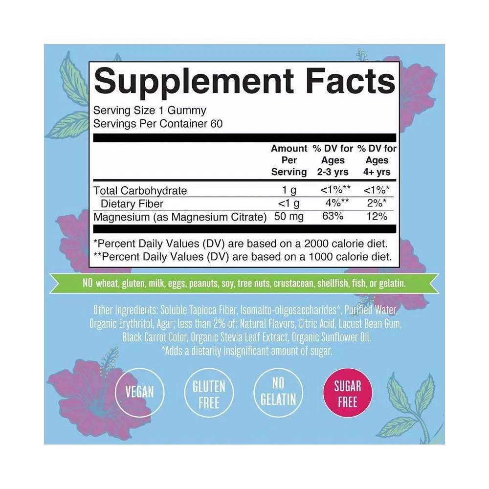 商品MaryRuth Organics|Kids Magnesium Calm Gummies, Hibiscus, 60ct,价格¥224,第3张图片详细描述