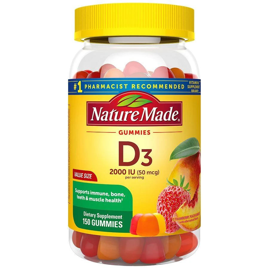 商品Nature Made|维生素 D3 2000 IU（50 mg）软糖草莓、桃子和芒果 口味,价格¥184,第1张图片