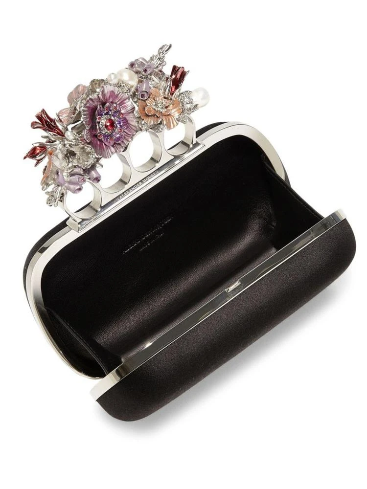 商品Alexander McQueen|Flower-Crystal Satin Knuckle Box Clutch,价格¥15262,第2张图片详细描述