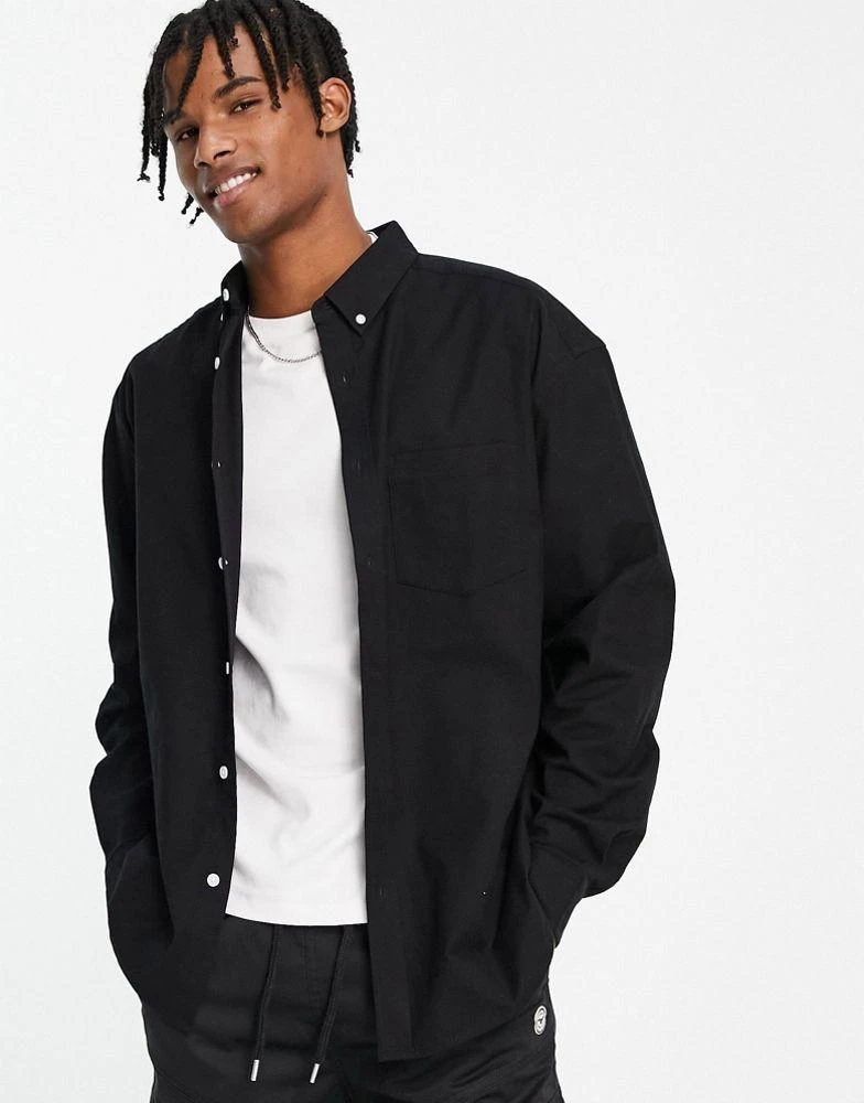 商品ASOS|ASOS DESIGN 90s oversized oxford shirt in black,价格¥148,第3张图片详细描述