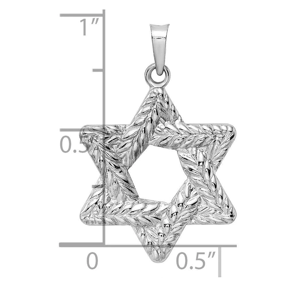 商品Diamond2Deal|14k White Gold Polished Textured Solid Star of David Pendant,价格¥2879,第3张图片详细描述