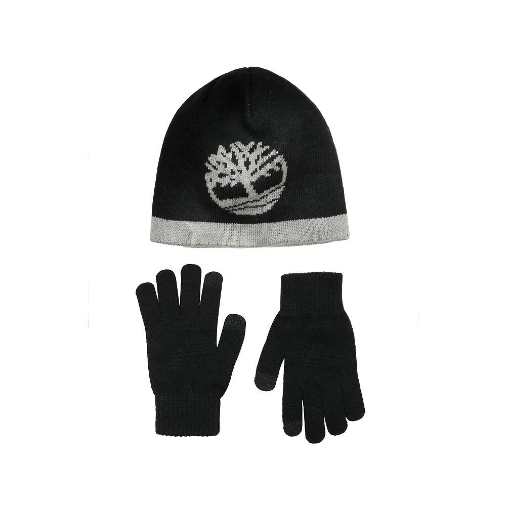 商品Timberland|Big Boys Reversible Logo Beanie and Magic Gloves, 2 Piece Set,价格¥54,第1张图片