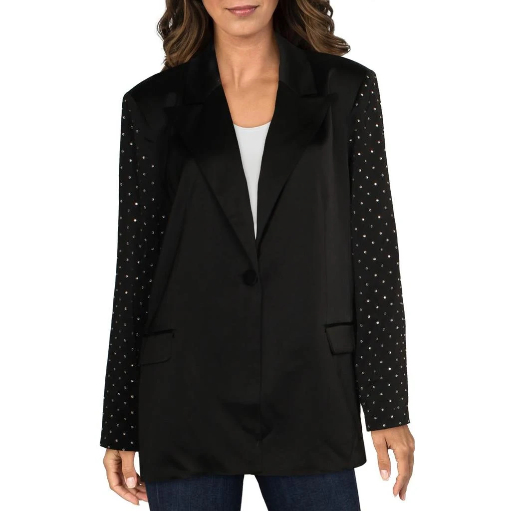 商品Danielle Bernstein|Danielle Bernstein Womens Satin Embellished One-Button Blazer,价格¥69,第1张图片