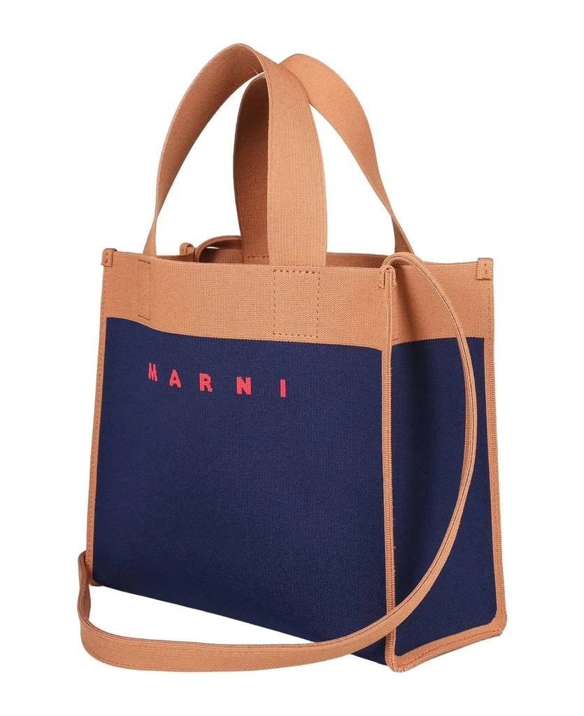 商品Marni|Small Shopping Bag In Blue And Brown Knit,价格¥6008,第3张图片详细描述