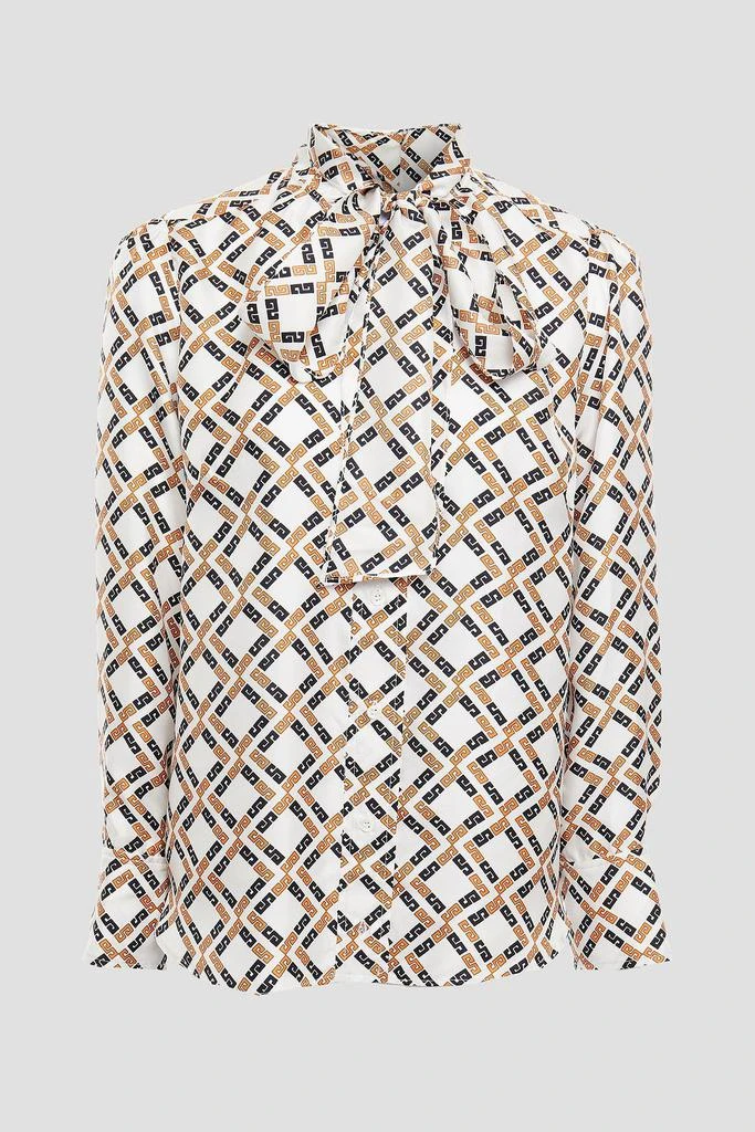 商品Sandro|Sany pussy-bow printed silk-twill shirt,价格¥903,第1张图片