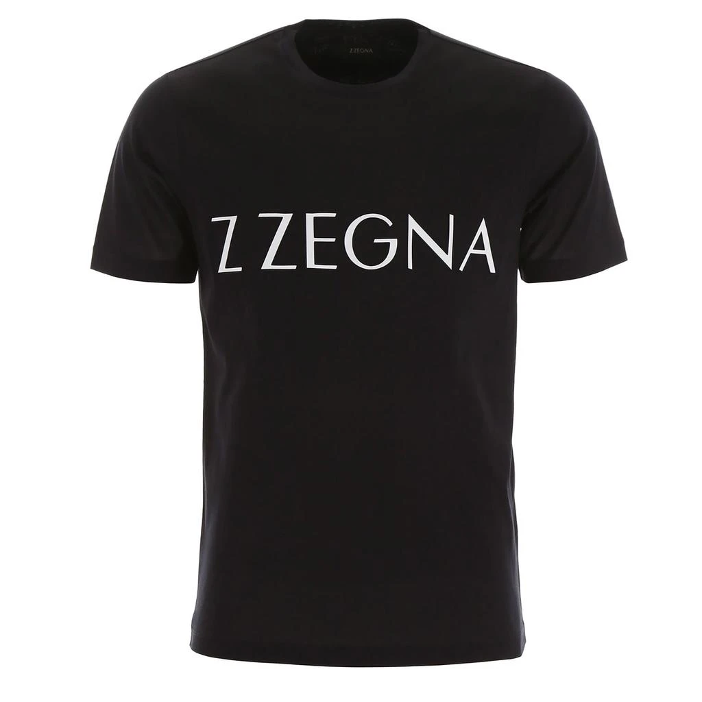 商品Zegna|Z Zegna Men's Black Logo Short Sleeve Cotton T-Shirt,价格¥531,第1张图片