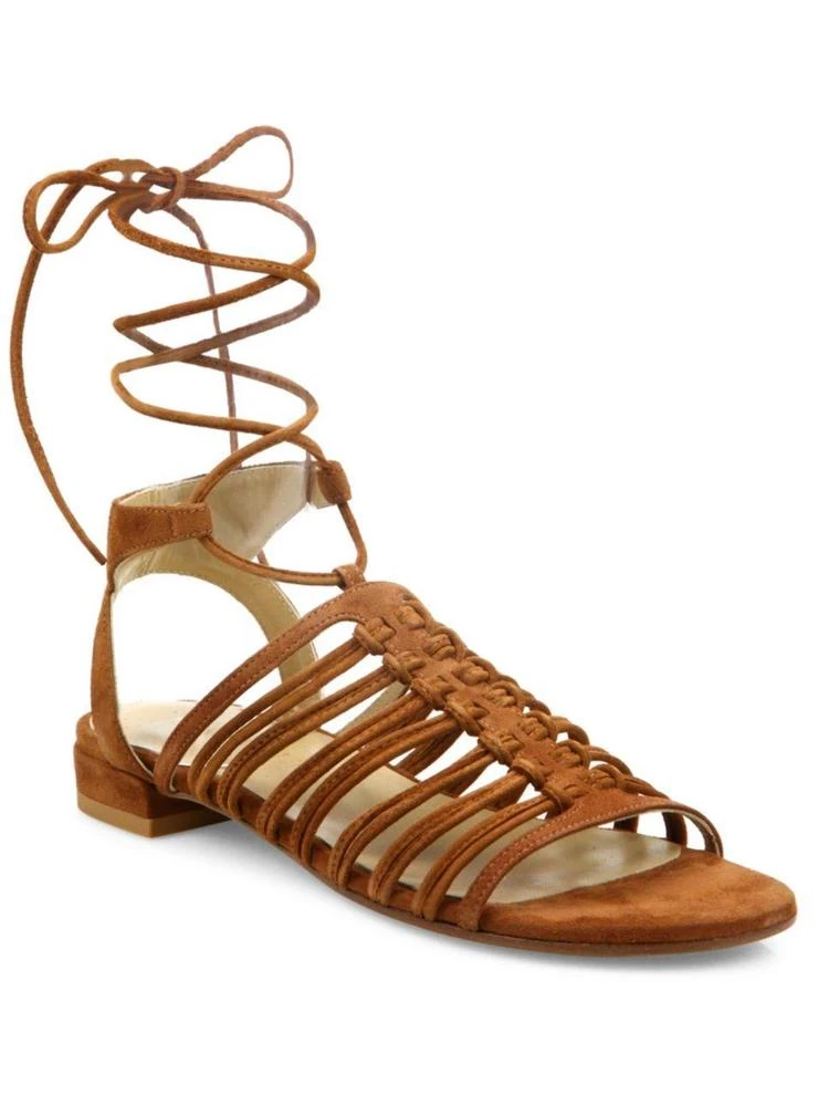 商品Stuart Weitzman|Stuart Weitzman - Knotagain Suede Lace-Up Sandals,价格¥1275,第1张图片