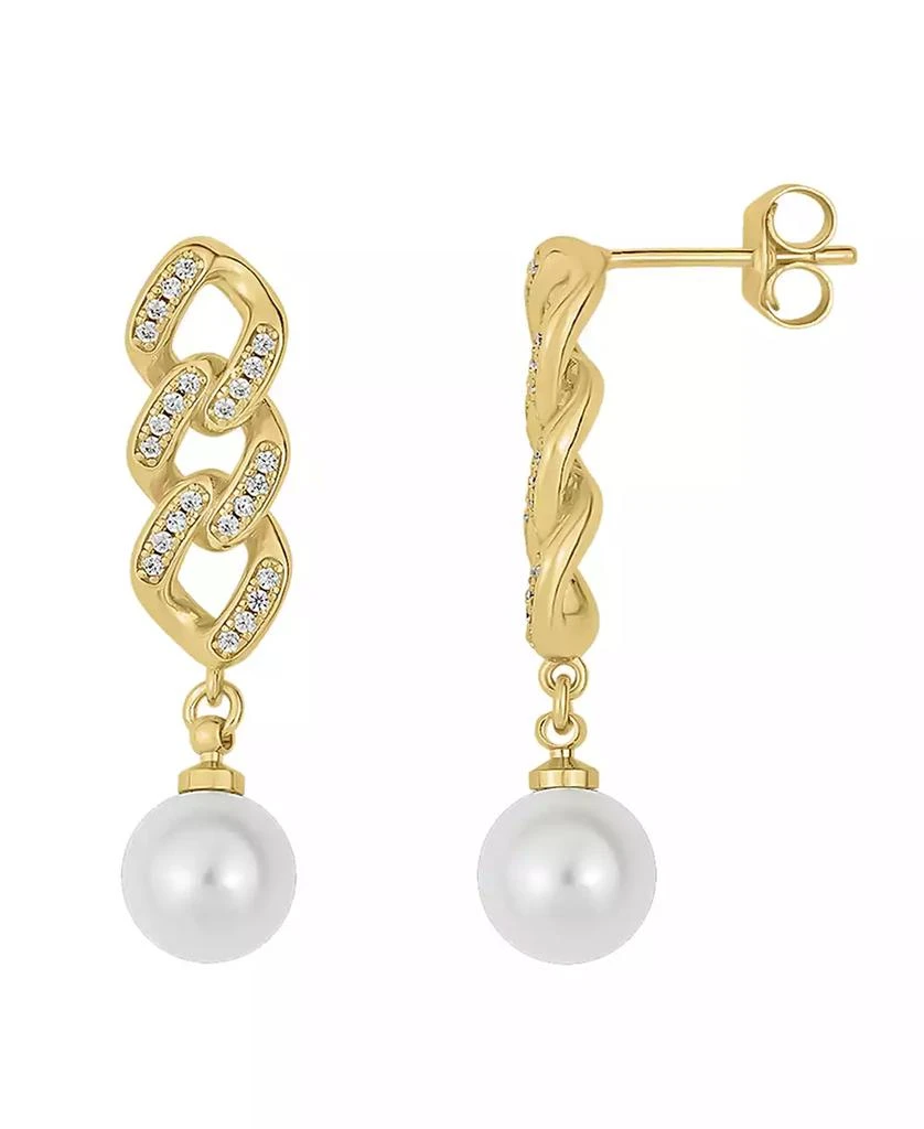 商品And Now This|Cubic Zirconia Simulated Imitation Pearl 18K Gold Plated Drop Earring,价格¥157,第1张图片