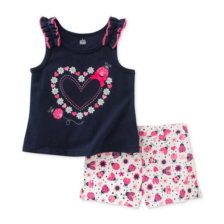 商品KIDS HEADQUARTERS|2-Pc. Hearts Tank & Shorts Set, Baby Girls (0-24 months),价格¥42,第1张图片