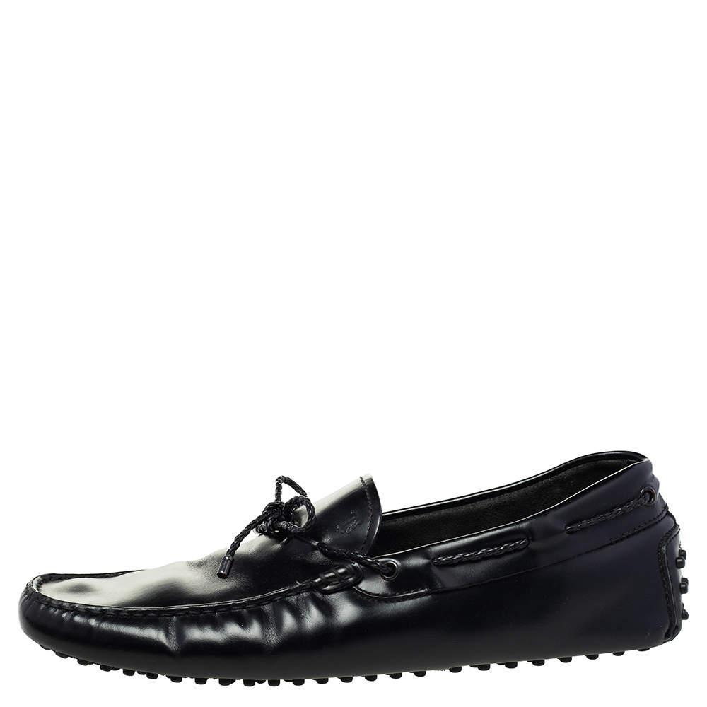 商品[二手商品] Tod's|Tod's Black Leather Bow Slip-On Loafers Size 44,价格¥1928,第4张图片详细描述
