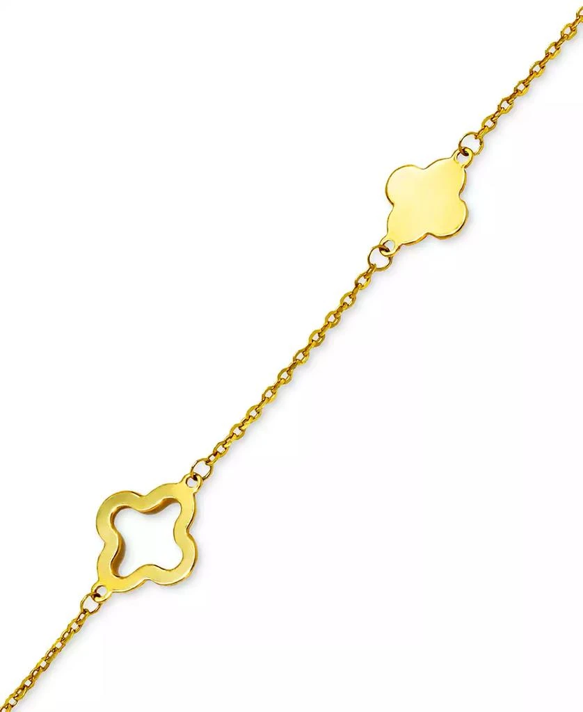 商品Macy's|Solid & Silhouette Alternating Clover Station Link Bracelet in 14k Gold,价格¥2005,第3张图片详细描述