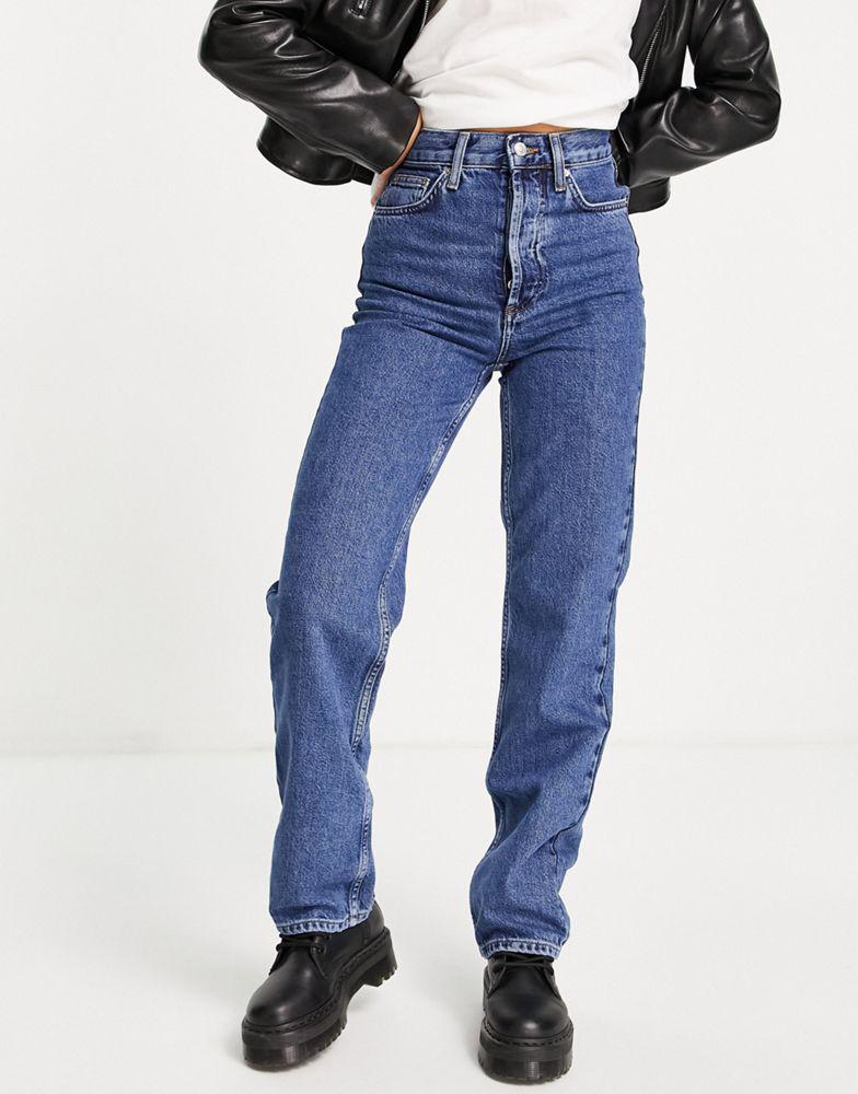 Topshop Kort jean in mid blue商品第3张图片规格展示