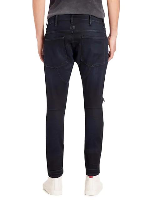 5620 3D Zip Knee Slim-Fit Jeans商品第4张图片规格展示