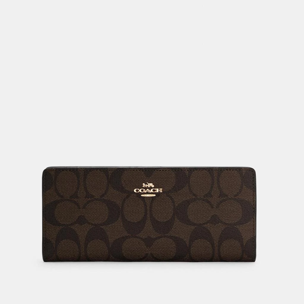 商品Coach|Coach Outlet Slim Wallet In Signature Canvas,价格¥687,第1张图片