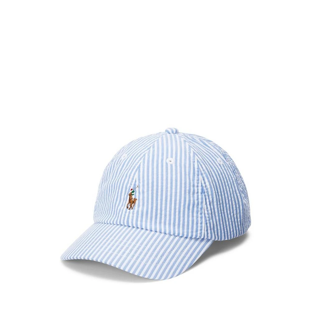 商品Ralph Lauren|Toddler and Little Boys Cotton Seersucker Ball Cap,价格¥205,第1张图片