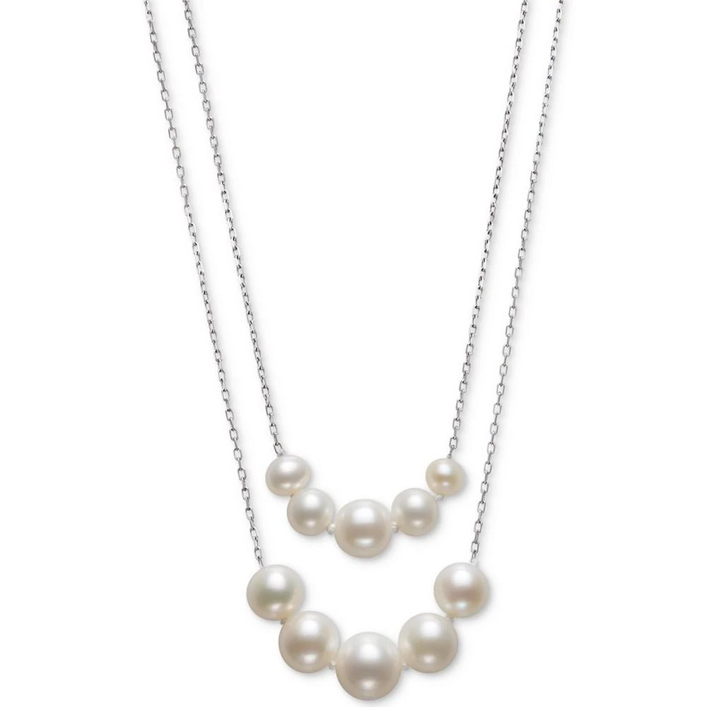 商品Belle de Mer|2-Pc. Set Cultured Freshwater Pearl (4-6mm & 6-8mm) Mommy & Me Collar Necklace in Sterling Silver, 16" + 2" extender, Created for Macy's,价格¥463,第1张图片