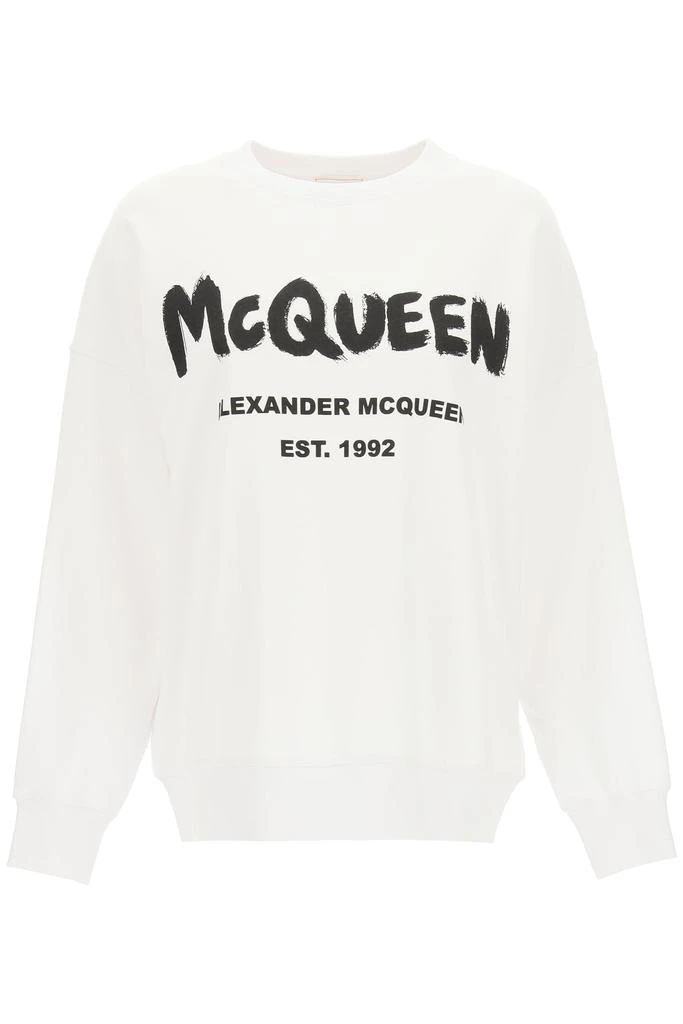 商品Alexander McQueen|GRAFFITI LOGO OVERSIZED SWEATSHIRT,价格¥2993,第1张图片