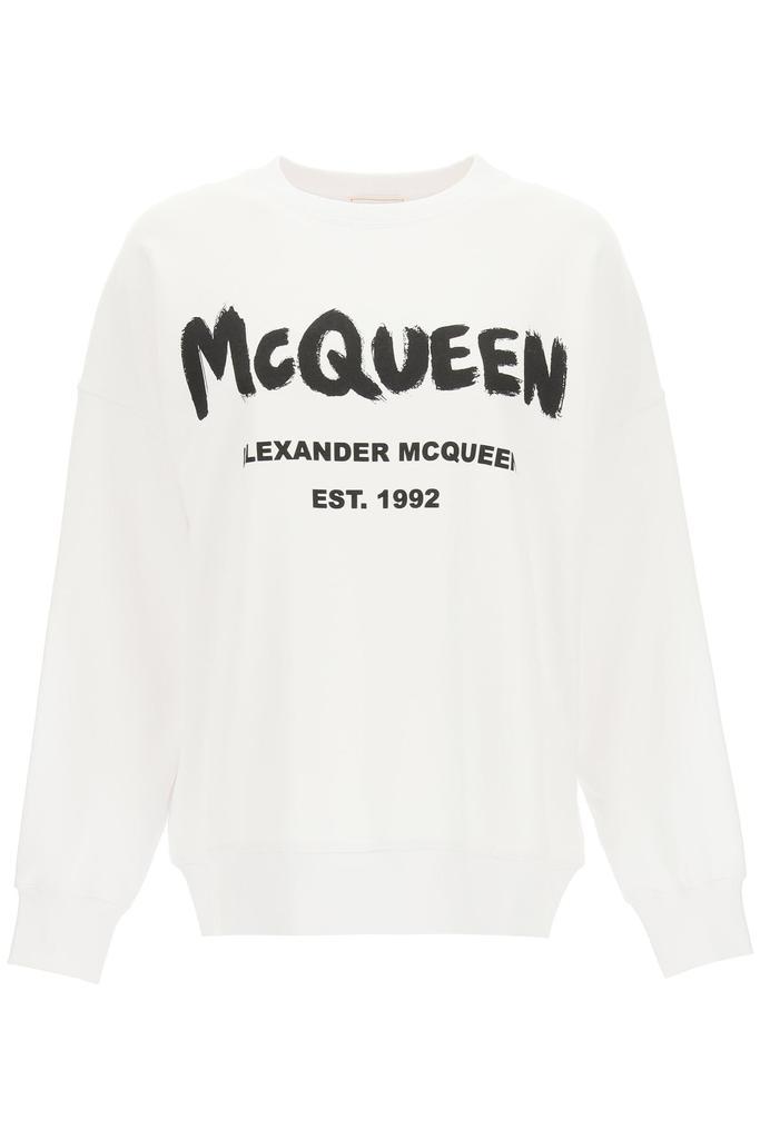 商品Alexander McQueen|GRAFFITI LOGO OVERSIZED SWEATSHIRT,价格¥2729,第1张图片