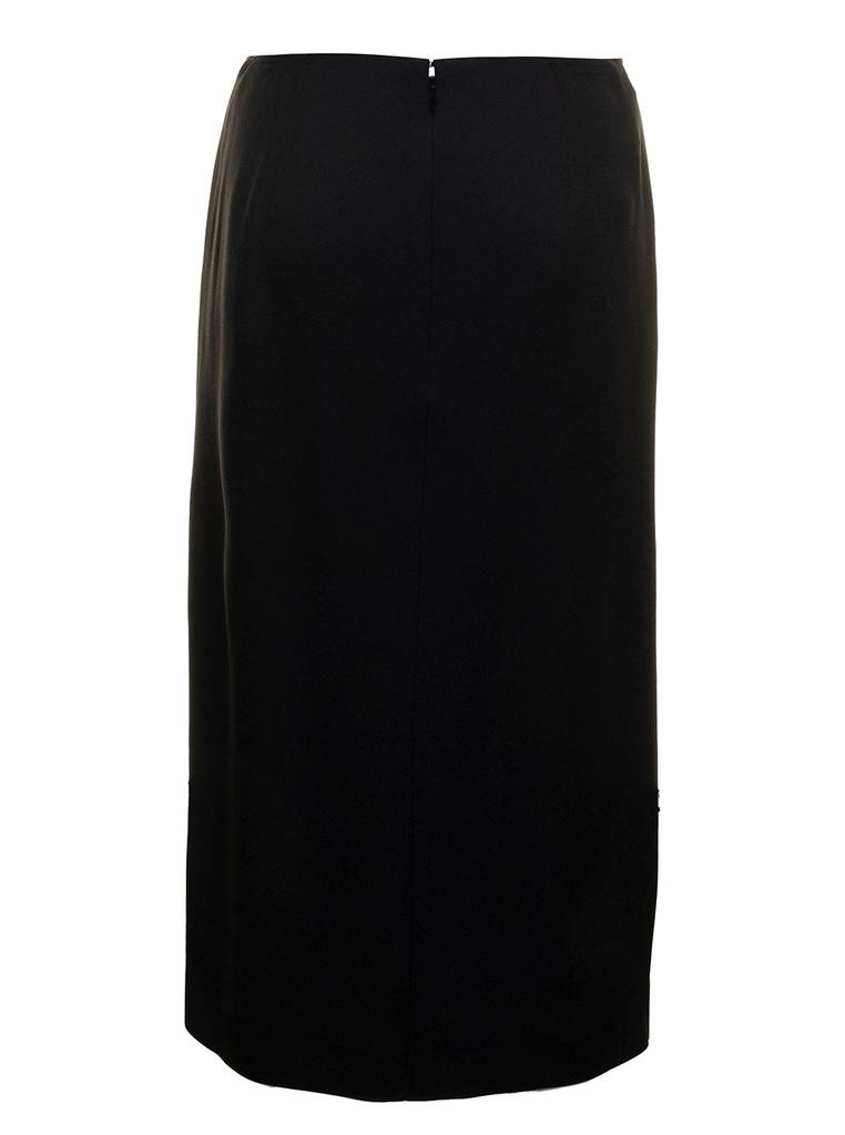 Red Valentino Woman's Black Crepe Evers Satin  Skirt商品第2张图片规格展示