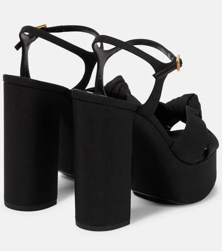 商品Yves Saint Laurent|Bianca 125 罗缎防水台凉鞋,价格¥9312,第3张图片详细描述