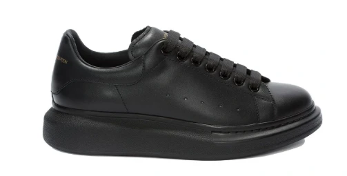 商品[国内直发] Alexander McQueen|亚历山大王 麦昆 光话小牛皮  低帮时尚板鞋 黑色,价格¥3584,第2张图片详细描述