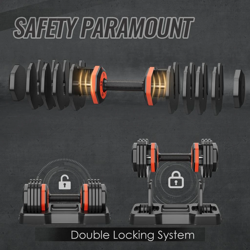 商品Streamdale Furniture|Streamdale 5-in-1 Adjustable Dumbbells Ultimate Space-Saving Home Gym,价格¥2733,第4张图片详细描述
