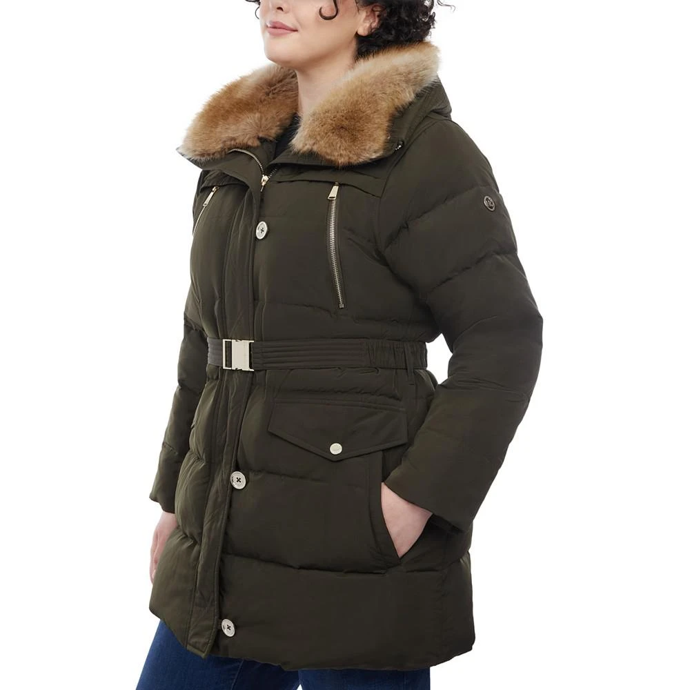 商品Michael Kors|Women's Plus Size Belted Faux-Fur-Collar Down Puffer Coat, Created for Macy's,价格¥1929,第3张图片详细描述