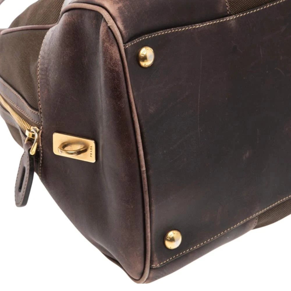 Prada Brown Leather and Canvas Bowling Bag 商品