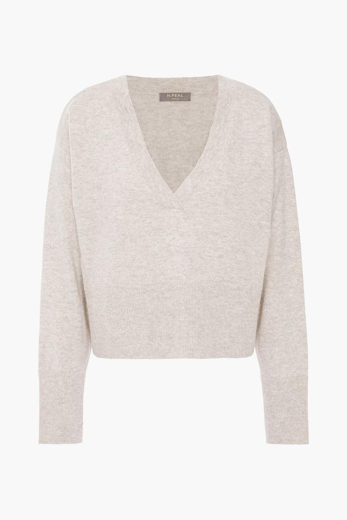商品N.PEAL|Cropped mélange cashmere sweater,价格¥1518,第1张图片