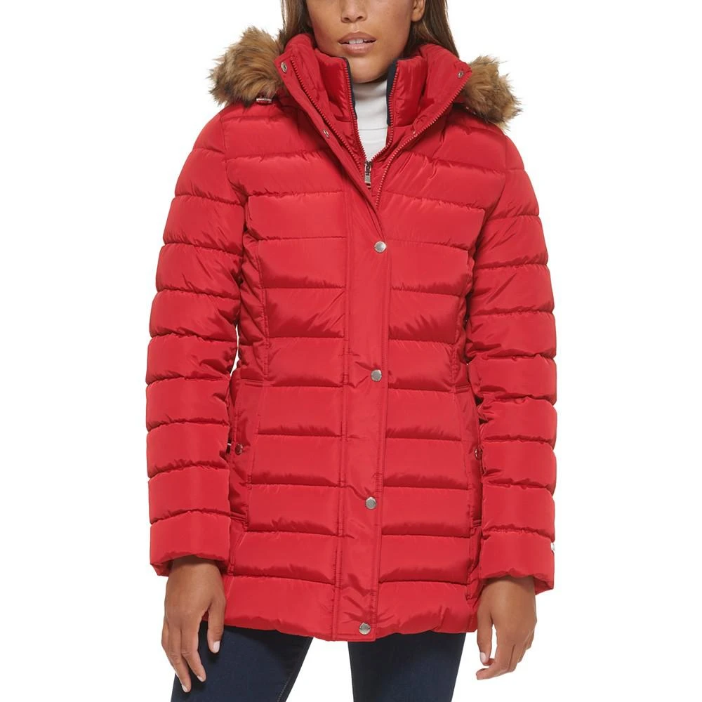 商品Tommy Hilfiger|Women's Faux-Fur-Trim Hooded Puffer Coat, Created for Macy's,价格¥1151,第1张图片