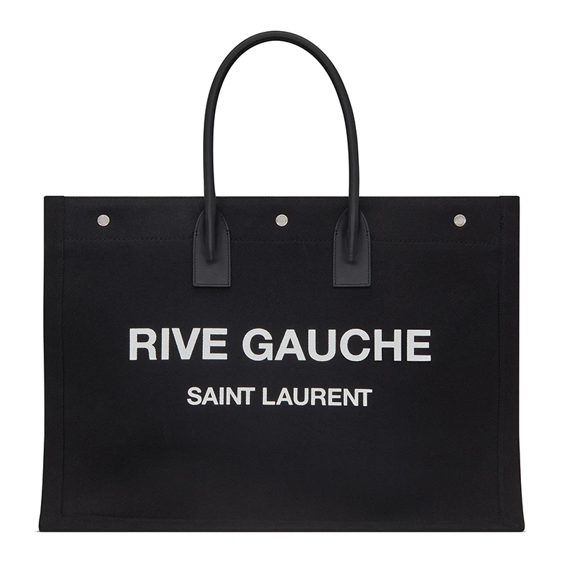 SAINT LAURENT PARIS/圣罗兰 YSL RIVE GAUCHE系列 男女通用黑色亚麻帆布��和皮革ysl印花三按扣手提斜挎单肩包50941596N9E1070 商品