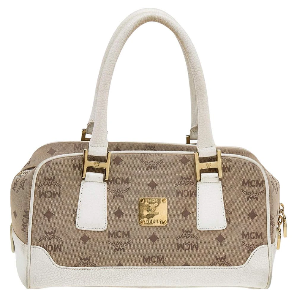 商品[二手商品] MCM|MCM Beige/White Visetos Canvas and Leather Satchel,价格¥950,第1张图片