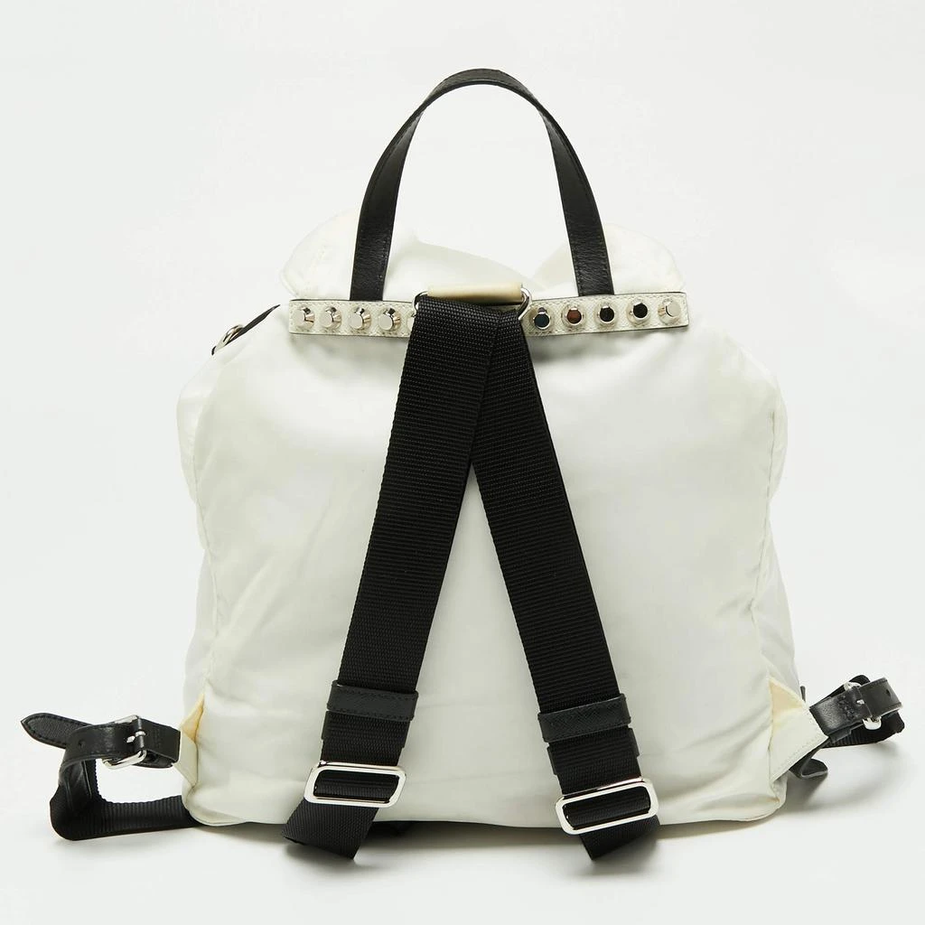 商品[二手商品] Prada|Prada White/Black Nylon and Leather New Vela Studded Backpack,价格¥2765,第4张图片详细描述