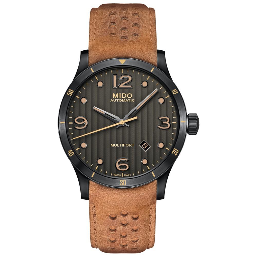 Men's Swiss Automatic Multifort Brown Leather Strap Watch 42mm商品第1张图片规格展示