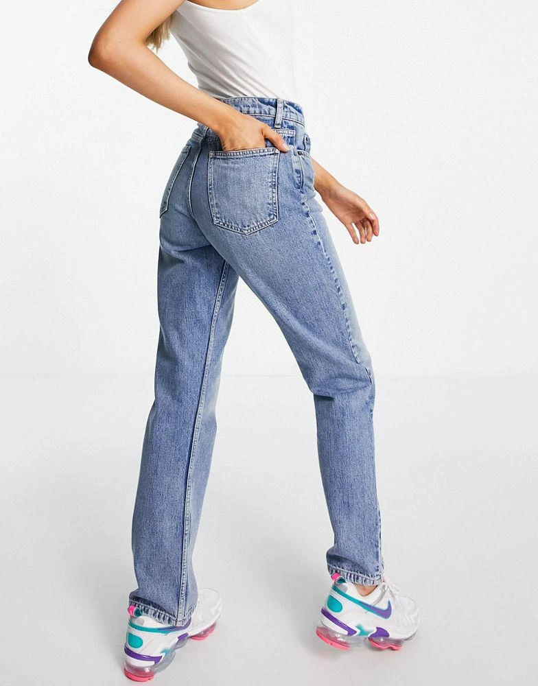 商品ASOS|ASOS DESIGN premium hemp blend high rise loose flare jean in mid blue,价格¥197,第2张图片详细描述