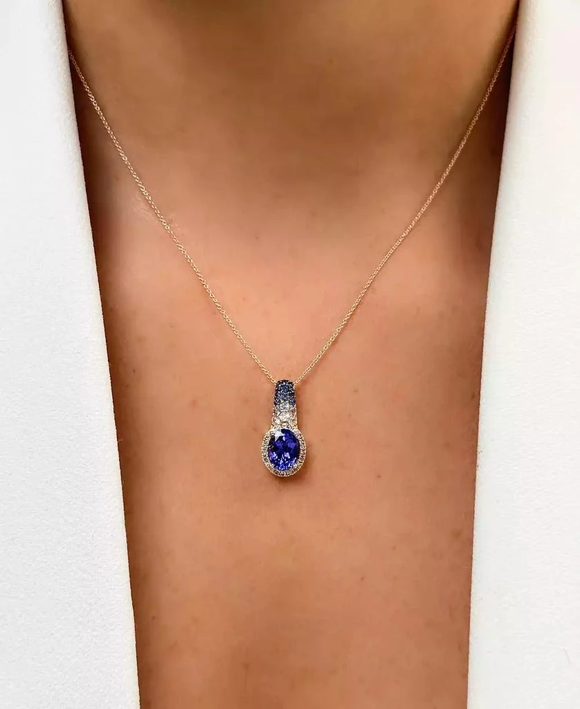 商品Le Vian|Blueberry Tanzanite (1-5/8 ct. t.w.), Denim Ombré (1/4 ct. t.w.), White Sapphire (1/10 ct. t.w.) & Nude Diamond (1/6 ct. t.w.) 20" Adjustable Pendant Necklace in 14k Rose Gold,价格¥40109,第3张图片详细描述