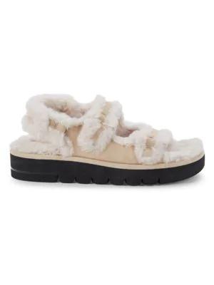 商品Stuart Weitzman|Zoe Suede & Faux Fur Platform Sandals,价格¥482,第3张图片详细描述